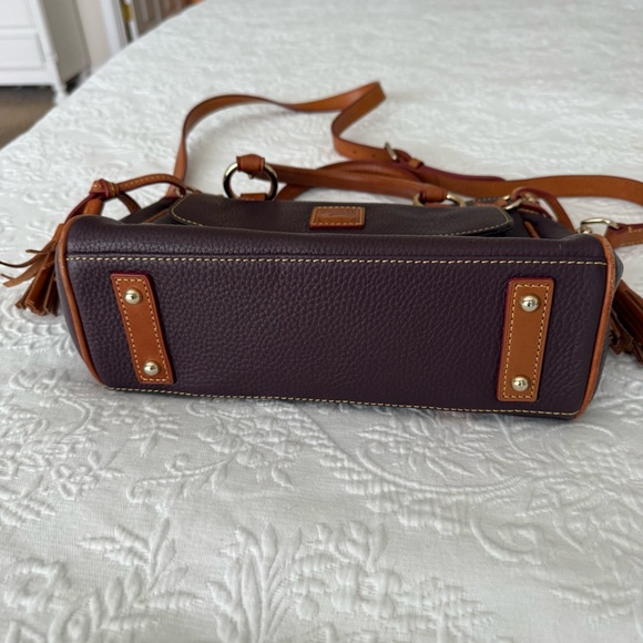 Dooney & Bourke Pebbled Leather Dark Brown / Maroon Satchel Gold Hardware - Picture 7 of 15